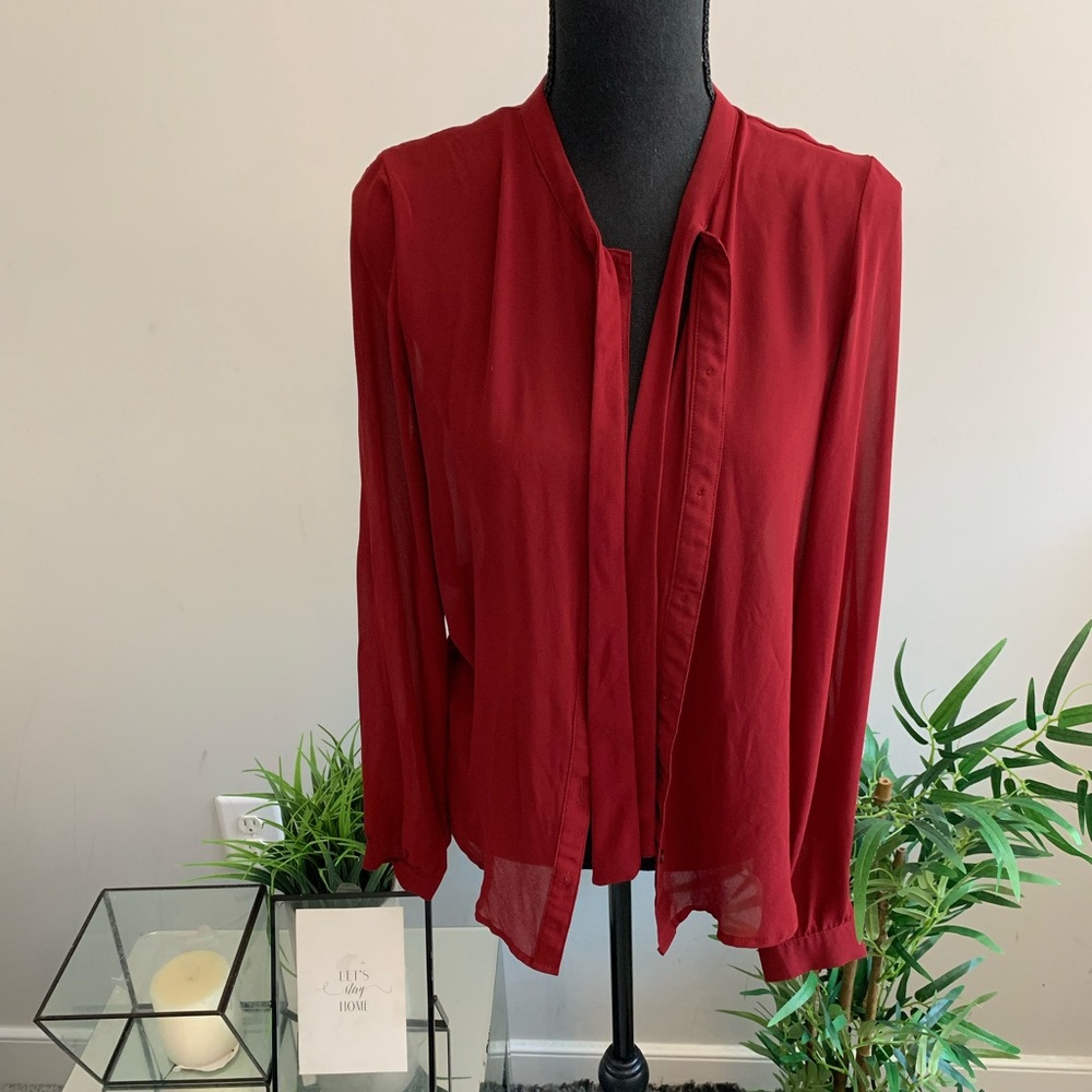 Long Sleeve Chiffon Blouse